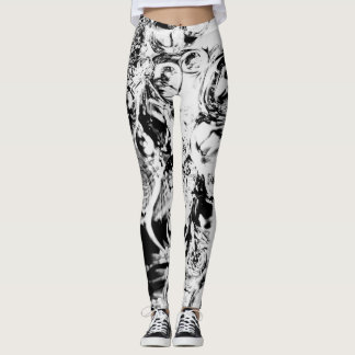 Leggings Labyrinthe Abstrait Noir Blanc