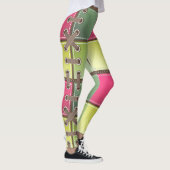Leggings lacets de chaussures art de mode rose et vert (Droite)