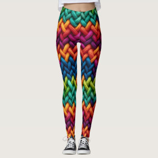Leggings Laine épaisse tricot arc-en-ciel