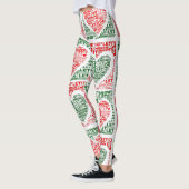 Leggings Laisser Il Neige Rouge Coeurs Vert Coeurs Pantalon (Gauche)