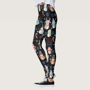 Leggings Laisser la neige Snowman Motif Noël
