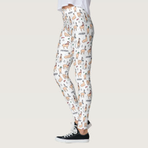 Leggings Lamas dans le motif de ski de casquettes et