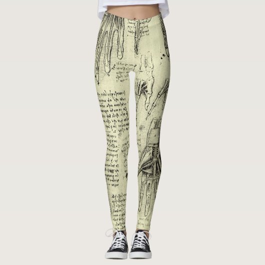 Leggings L'anatomie de la main humaine de Léonard de Vinci (Devant)