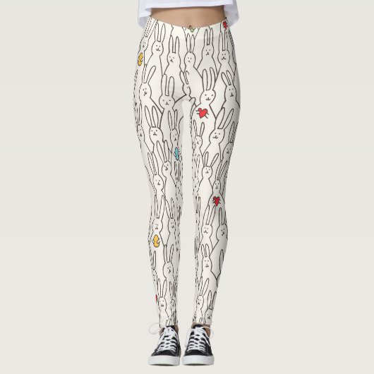 Leggings Lapin De Pâques : Joyeux Amusant Sans Couche. (Devant)