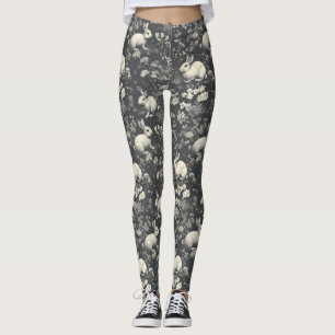 Leggings Lapin Élégant Toile Floral Motif Vintage (8)