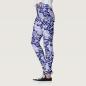 Leggings Lapin Motif Bleu foncé Oiseau Blanc Floral Unique (Gauche)