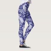Leggings Lapin Motif Bleu foncé Oiseau Blanc Floral Unique (Droite)