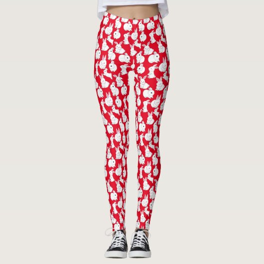 Leggings lapins blancs motif 01.bw (Devant)