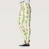 Leggings Lapins et oeufs de Pâques Motif sur Jaune (Gauche)