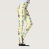 Leggings Lapins et oeufs de Pâques Motif sur Jaune (Droite)