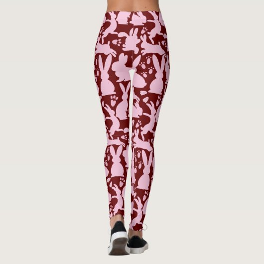 Leggings Lapins roses Motif D Rouge (Dos)