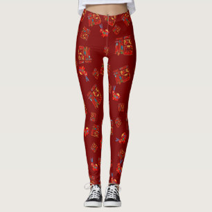 Leggings Lapins rouges foncés Caractère chinois 福 Bénédicti