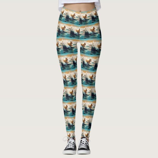 Leggings Lapphund Plage Finlandaise Plage Surf Peinture (Devant)
