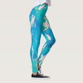 Leggings L'aquarelle blanche bleue éclabousse (Droite)