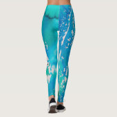 Leggings L'aquarelle blanche bleue éclabousse (Dos)
