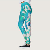 Leggings L'aquarelle blanche bleue éclabousse (Gauche)