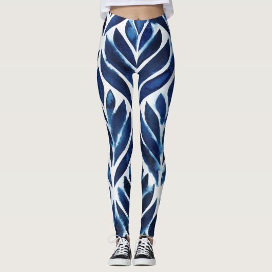 Leggings L'aquarelle de cobalt couvre de tuiles IV (Devant)