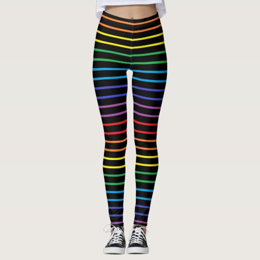 Leggings L'arc-en-ciel décrit barre le noir (Devant)