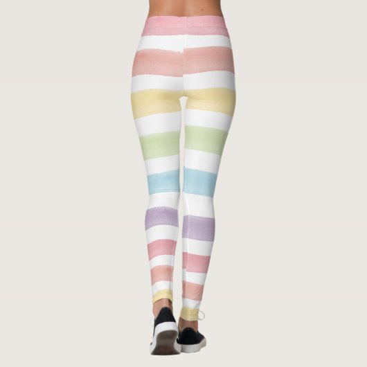 Leggings L'arc-en-ciel en pastel d'aquarelle barre le (Dos)