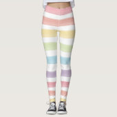 Leggings L'arc-en-ciel en pastel d'aquarelle barre le (Devant)