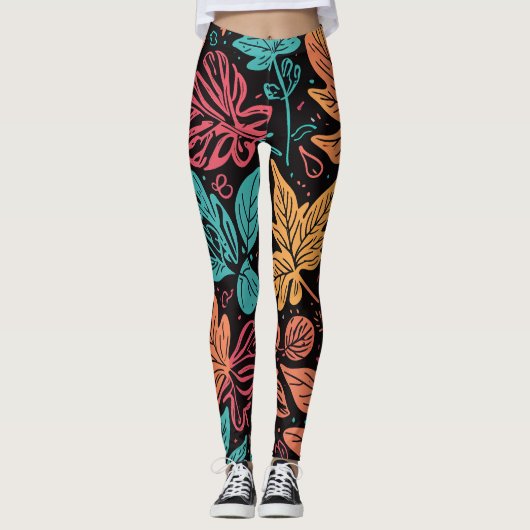 Leggings Large Whimsical Leaves (Devant)