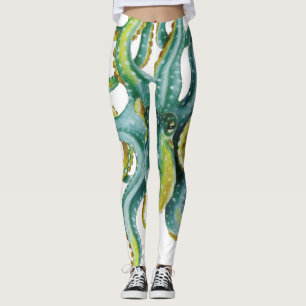 Leggings L'art de l'aquarelle bleu octopus