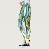 Leggings L'art de l'aquarelle bleu octopus (Gauche)