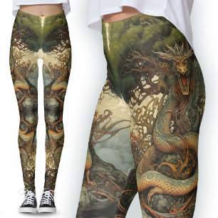 Leggings L'art du tatouage de dragon chinois