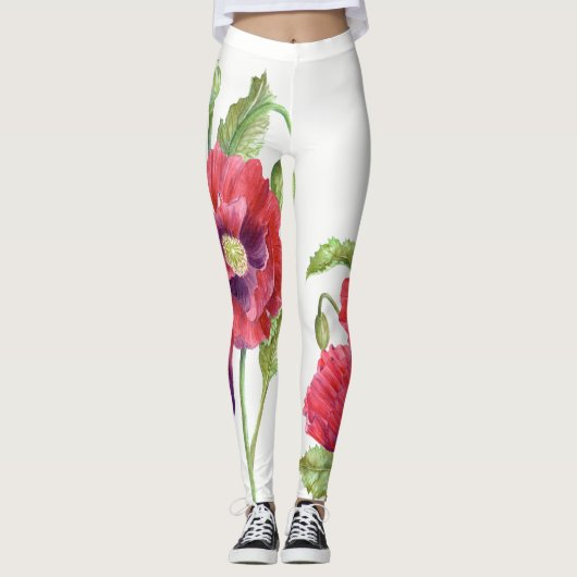 Leggings L'art floral des Papes rouges (Devant)