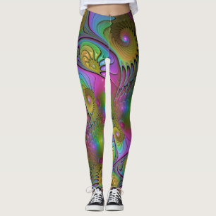 Leggings L'art fractal abstrait moderne et coloré lumineux