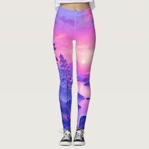 Leggings L'art paysager du coucher de soleil violet