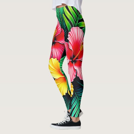 Leggings L'art tropical des Hibiscus (Gauche)