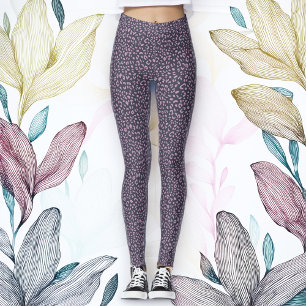 Leggings lavande et empreintes de léopard noirs