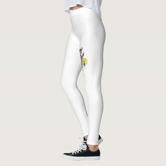 Leggings Lavande et Fleur sauvage jaune Conception botaniqu (Gauche)