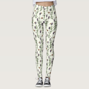 Leggings Lavande et papillons sur blanc