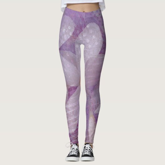 Leggings Lavande et Purple Jambes florales Abstraites (Devant)