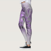 Leggings Lavande Fleur Dream Moderne Abstrait Fractal Art (Gauche)