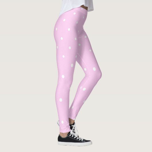 Leggings Lavande rose avec points blancs (Droite)