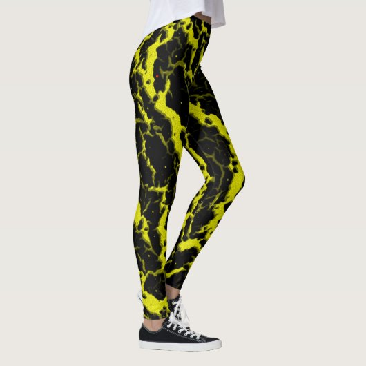 Leggings Lave de l'espace fissuré - Jaune (Droite)