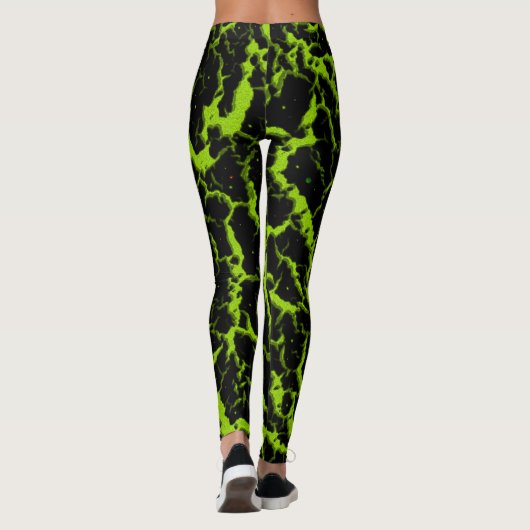 Leggings Lave de l'espace fissuré - Lime (Dos)