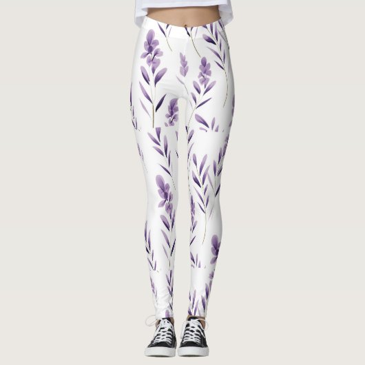 Leggings Lavender Flower Buves Thunder_Cove (Devant)