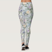 Leggings Lavender Purple Cream Romantic Floral (Dos)