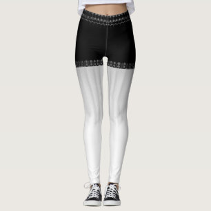 Leggings LavishlyOn Denim & Lace Shorts Noir & Blanc