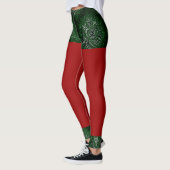 Leggings LavishlyOn Fun Script Rouge Vert Shorts Noël (Gauche)