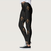 Leggings Le Black Gold Fleur De Lis Élégant Motif De Luxe (Gauche)