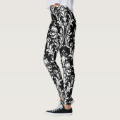 Leggings Le Blanc Sur Le Fleur Noir Frappe Le Damas (Gauche)