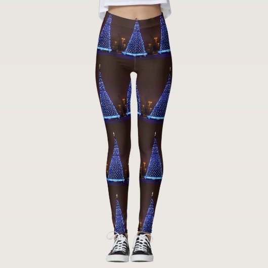 Leggings Le bleu allume l'arbre de Noël (Devant)