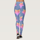Leggings Le bleu se fanent des guêtres de fleur de (Dos)