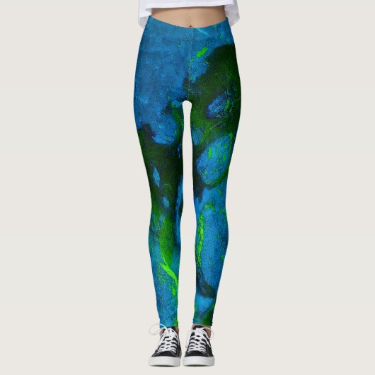 Leggings Le calcaire Abstrait dans les verts et les bleus A (Devant)