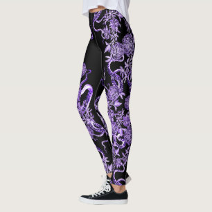 Leggings Le calmar et le Rose Royal Purple & Black
